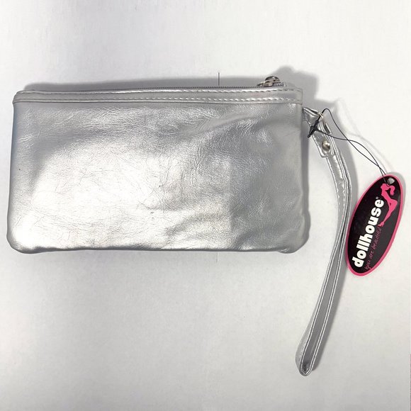 Dollhouse Pink Leopard Silver Glitter Wristlet Clutch - Picture 2 of 10